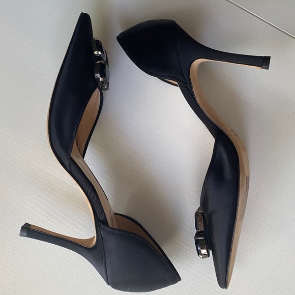 Anne Klein Women's Black Satin Stiletto Pumps Jeweled Detail Size 7M - Picture 13 of 15